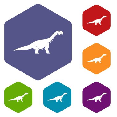 Titanosaurus dinozor Icons altıgen set