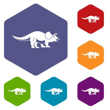 Altıgen styracosaurus Icons set