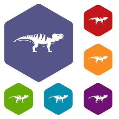 Hadrosaurid dinozor Icons altıgen set