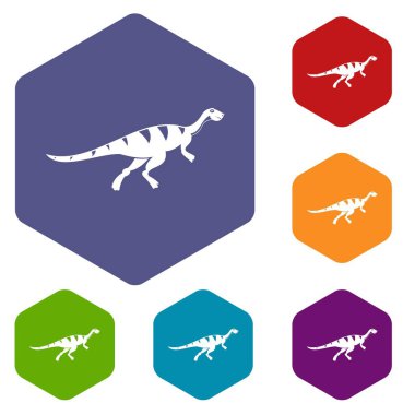 Gallimimus dinozor Icons altıgen set