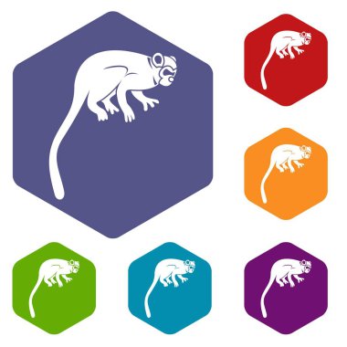 Altıgen marmoset maymun Icons set