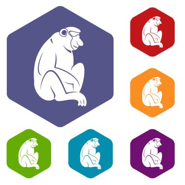 Altıgen orangutan Icons set