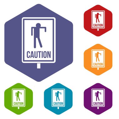 Altıgen zombi yol işareti Icons set