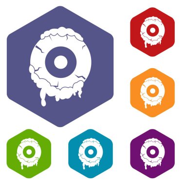 Altıgen korkunç göz küresi Icons set