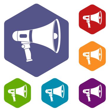 Altıgen megafon Icons set