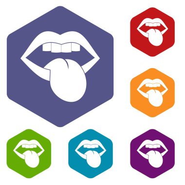 Altıgen rock amblemi Icons set