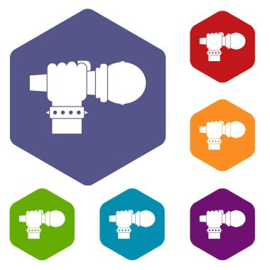 Altıgen el mikrofon Icons set