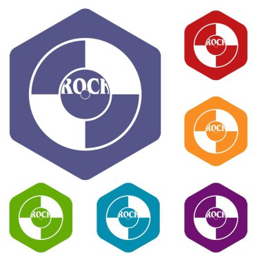 Altıgen vinil Icons set