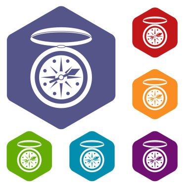 Altıgen pusula Icons set