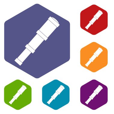 Altıgen Spyglass Icons set