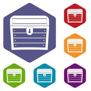 Altıgen göğüs Icons set