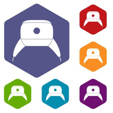 Altıgen be şapka Icons set