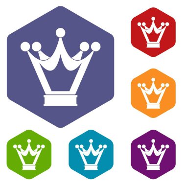 Altıgen Prenses tacı Icons set