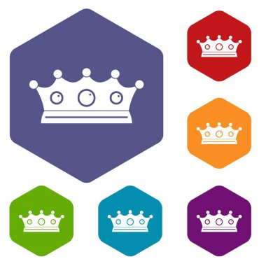 Altıgen takı taç Icons set