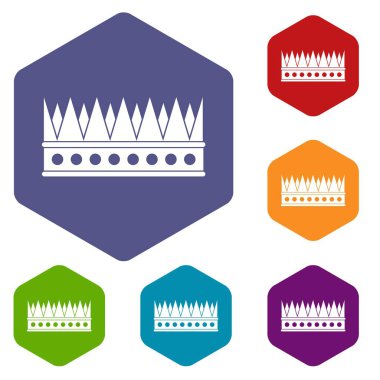 Altıgen Regal taç Icons set