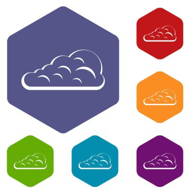 Altıgen kümülüs bulut Icons set