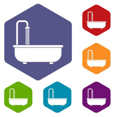 Altıgen banyo Icons set