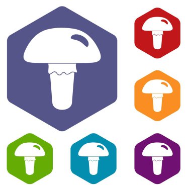 Altıgen zehirli mantar Icons set