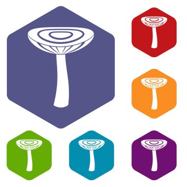 Altıgen mantar sade Icons set