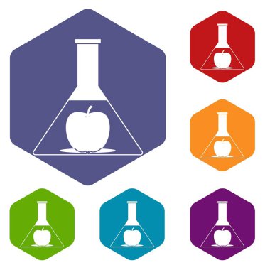 Test şişesi elma simgeleri ile altıgen ayarla