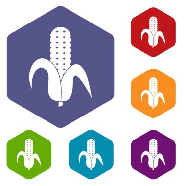 Altıgen Mısır koçanı Icons set