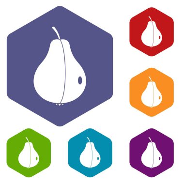 Altıgen bütün armut Icons set