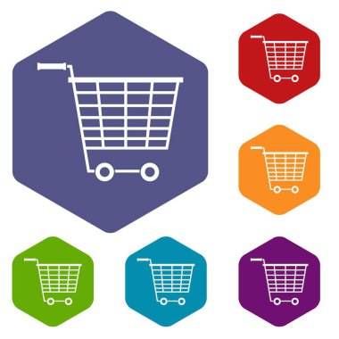 Simgeleri boş süpermarket arabası plastik işleme