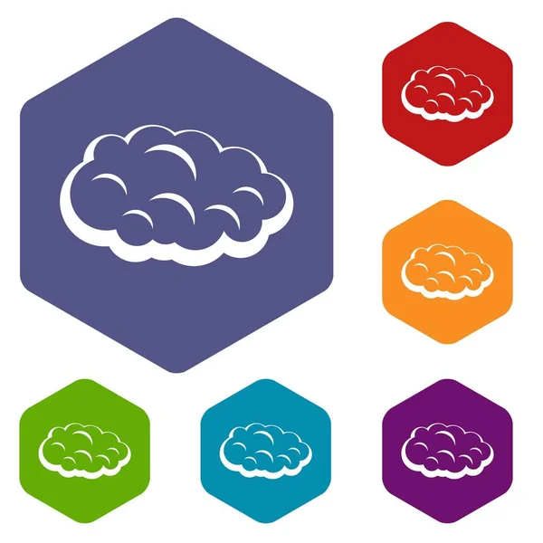 Cloud icons set hexagon — Stock Vector