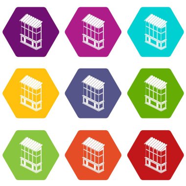 9 vektör Sovyet balkon Icons set