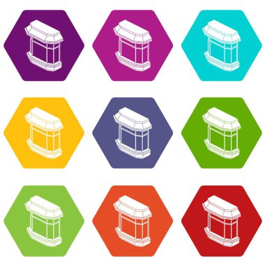 9 vektör pencere balkon Icons set