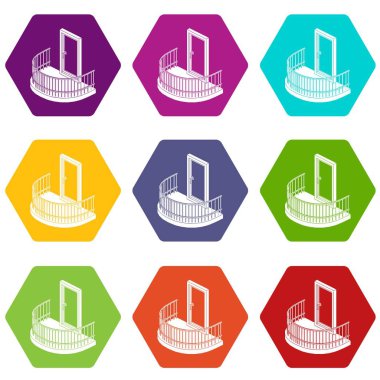 9 vektör balkon kapı Icons set