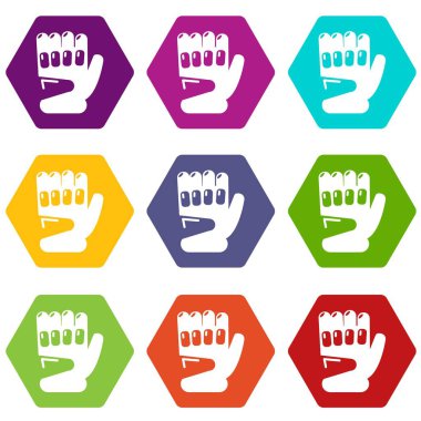 9 vektör Paintball spor eldiven Icons set