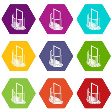 9 vektör bir kapı balkon Icons set