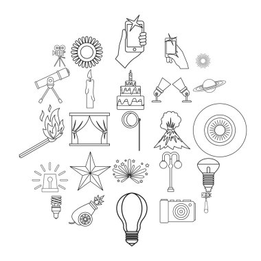 Veri bloğu Icons set, anahat stili