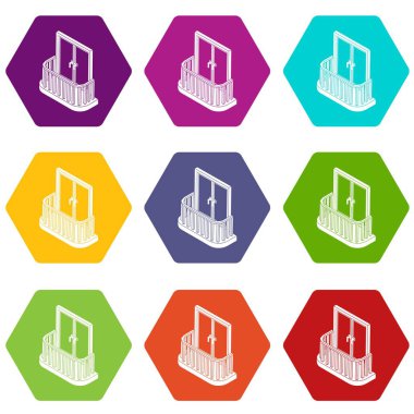 9 vektör modern balkon Icons set