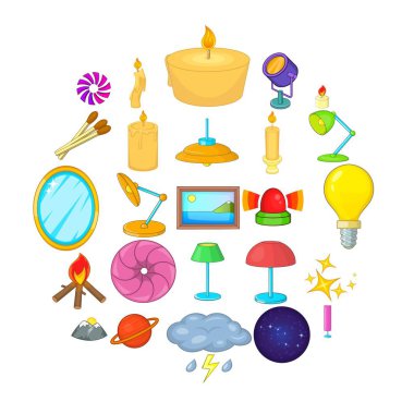 Işık Icons set, karikatür tarzı