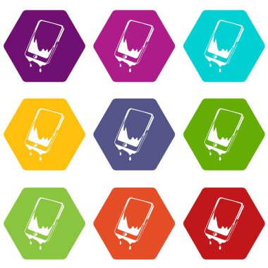 9 vektör su smartphone Icons set