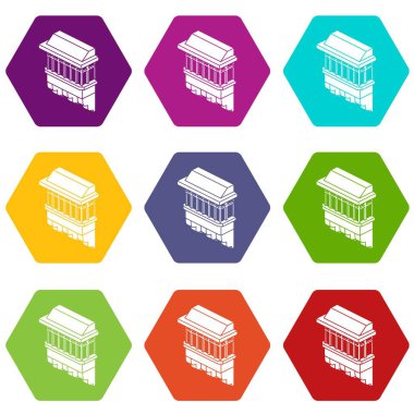 9 vektör çift balkon Icons set