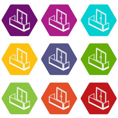 9 vektör cam balkon Icons set