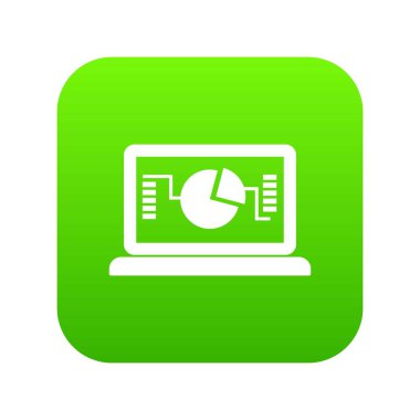 İş grafik simge dijital yeşil ile dizüstü bilgisayar