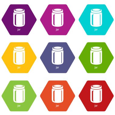 9 vektör kavanoz Icons set
