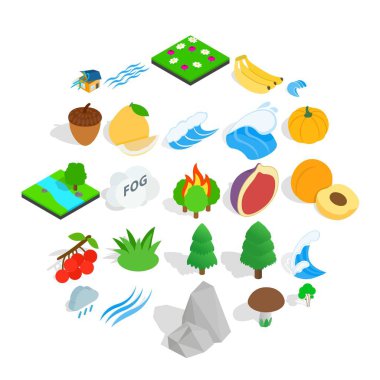 Tahıl Icons set, izometrik stili