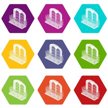 9 vektör Castle balkon Icons set