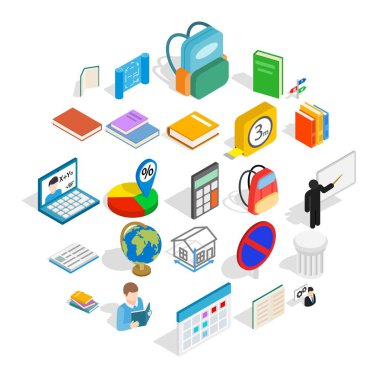 Okul takımı Icons set, izometrik stili