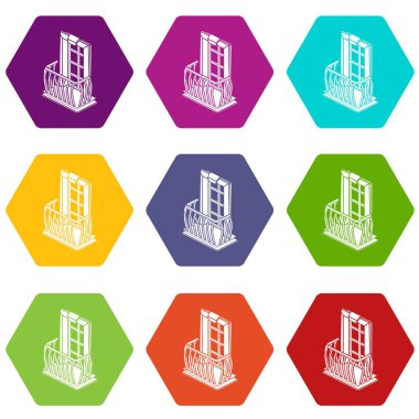 9 vektör Retro balkon Icons set