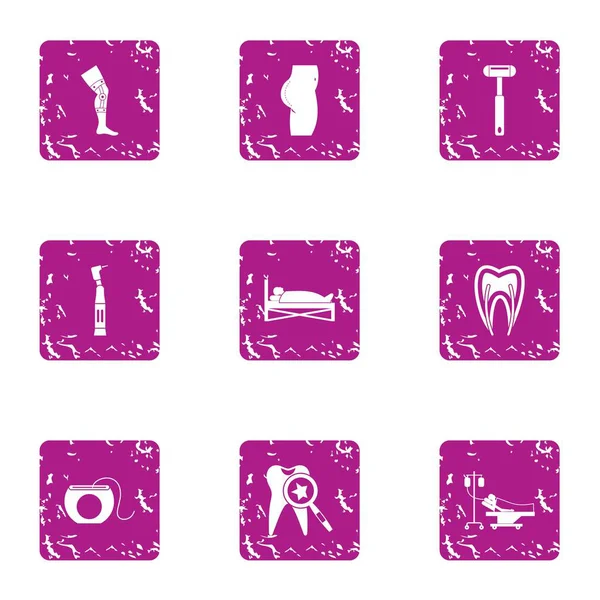 Human medical icons set, grunge style — Stock Vector