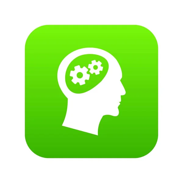 Engranaje en la cabeza icono digital verde — Archivo Imágenes Vectoriales