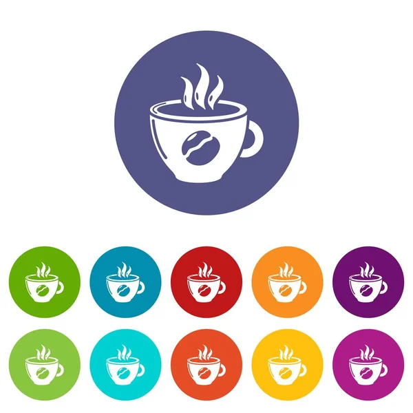 杯咖啡图标设置矢量颜色 — 图库矢量图片