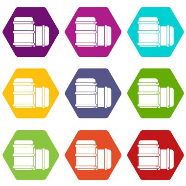 9 vektör Paintball barell ekipman Icons set