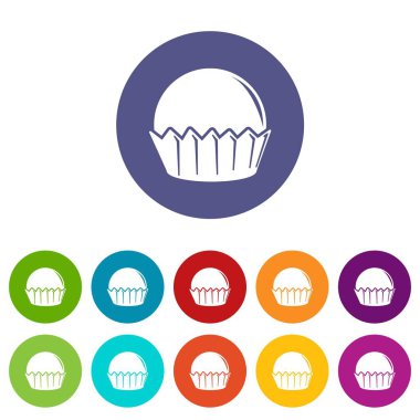 Cupcake simgeler vektör renk ayarla